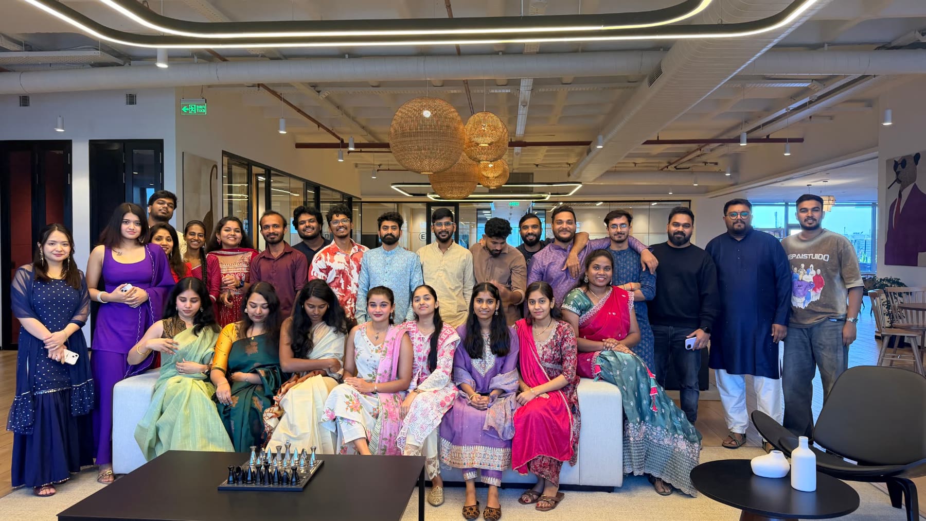The team in traditional dress